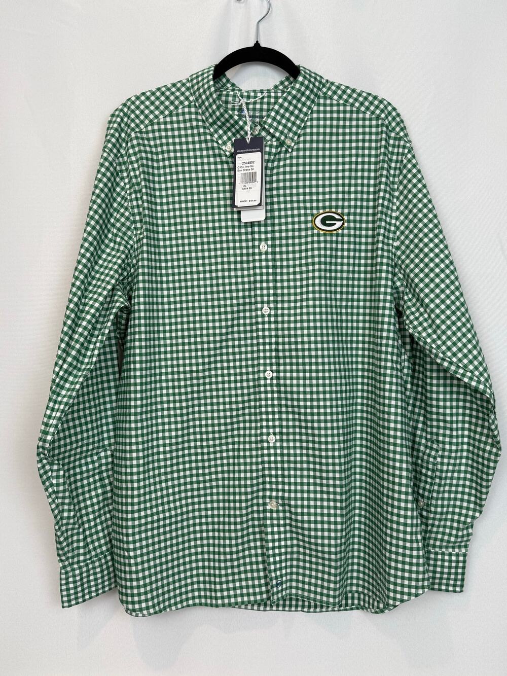 NWT Vineyard Vines Green Bay Packers OTG Brrr Dress Shirt Men XL Gingham NFL